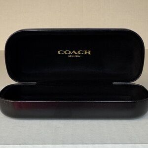 COACH New York Clamshell/Hardshell Eyeglass Case/Black Embossed Leather